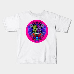 floral ornament tree of life ecopop in totonac pattern vector skull arts Kids T-Shirt